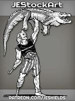Half Orc Muscle Man With Prosthetics Lifts Alligator by Jeshields