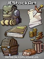 Pirate Pile of Camping Gear and Treasure by Jeshields