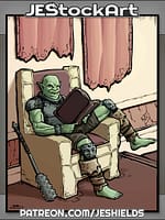 Relaxed Hobgoblin Enjoying Book On Throne by Jeshields