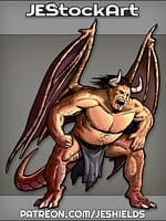 Roaring Horned Vampire With Gargoyle Wings And Tail by Jeshields