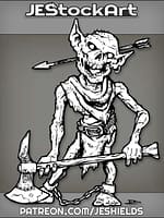 Rotting Goblin Zombie With Axe And Arrow Thru Head by Jeshields