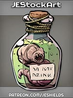 Sealed Potion Bottles With Fat Worm And Warning Label A by Jeshields