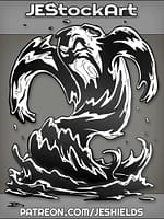 Swirling Black Liquid Elemental Roars In Menacing Pose With Glyphs by Jeshields