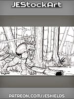 Tribal Lizardman Chief With Bone Sword In Swamp by LW