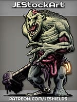 Undead Troll With Guts Hanging Out Wields Tombstone Club by Jeshields