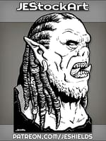 Yelling Tusked Orc Face With Pierced Ear And Dreads by Jeshields