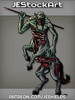 Zombie Centaur Yelling With Spear by Jeshields
