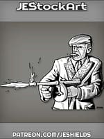 Gangster With Long Sideburns In Flat Cap Shooting Tommy Gun by Jeshields