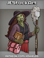 Modern Witch with Green Skin and Mop by Jeshields