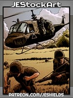 Patrolling Huey With Soldiers In Wheat Field by Jeshields