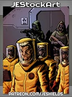 Scientists In Hazmat Suits With Guards by Jeshields