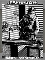 Pulp Noir Gorilla Detective In Office by Jeshields