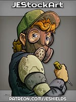 Baseball Kid with Gas Mask and Screwdriver by Jeshields