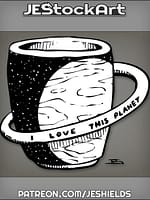 Alien Planet Coffee Cup Memento With Ring Handle by Jeshields