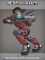 Armored Female Combatant with Energy Rifle by Jeshields