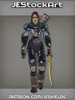 Armored Mercenary with Rune Sword by Jeshields