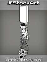 Cybernetic Skull Hanging By Cords And Ables From Tech Arm by Jeshields