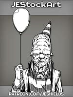 Unamused Alien With Horned Sideburns And Long Mullet Hair Holding Balloon by Jeshields