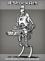 Tall Lithe Robot With Rifle Hooked To Jet Pack by Jeshields