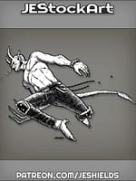 Horned Humanoid With Tail In Tattered Jeans And Chain Flying by Jeshields