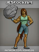 Muscular Heroine with Boulder by Jeshields