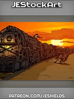 Train Showdown At Sunset by Jeshields