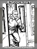 Business Man In Suit Running Thru Subway Doors by Jeshields