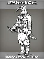 Eastern Diplomat In Turban And Bells With Flintlock Pistol And Saber by Jeshields