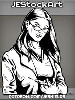 Sinister Woman In Glasses And Lab Coat With Needle by Jeshields