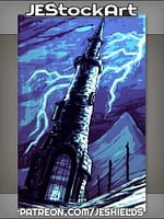 Sketchy Wizards Tower In Storm by Jeshields