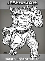 Humanoid Ankylosaurus Wrestler In Shorts And Belt by Jeshields