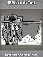 Detective with Raised Collar by Foggy Fence by Jeshields