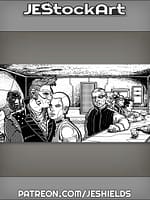 Couple in Seedy Bar with Various Patrons by Jeshields