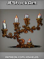Gothic Candelabra with Lit Candles by Jeshields