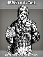 Law Enforcer Agent in Armor Flashes Badge by Jeshields