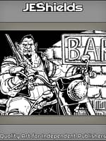 Overweight Orc on Motorcycle With Shotgun At Bar by Jeshields