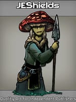 Mushroom Lady with Feather Earrings and Spear by Jeshields and Juan Gutierrez