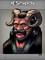 Mustache Man with Curled Horns Portrait by Jeshields and JuanGutierrez