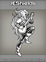 Female Rockstar Bard with Mandolin by Jeshields