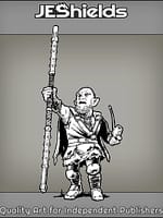 Halfling with Pipe Holding Long Staff by Jeshields