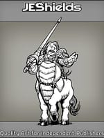 Jolly Male Centaur with Long Hair and Spear by Jeshields
