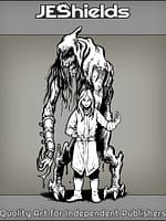 Small Girl with Creepy Monster Behind by Jeshields