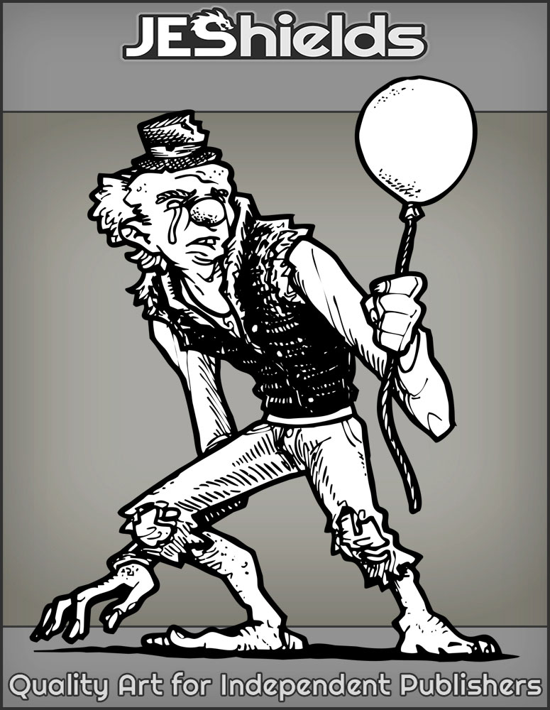 Sad Creepy Clown with Balloon by Jeshields