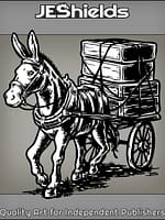 Donkey Pulls Wooden Cart by Jeshields