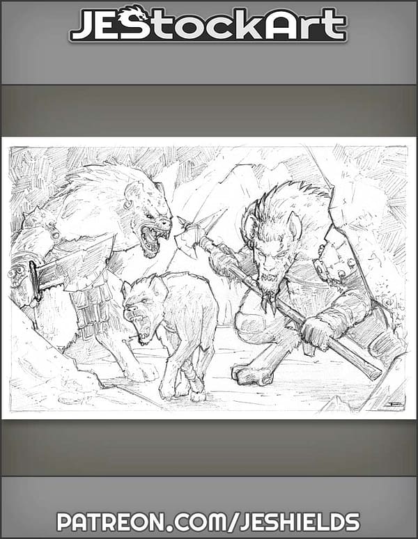 Advancing Gnolls In Cave With Hyena by Jeshields