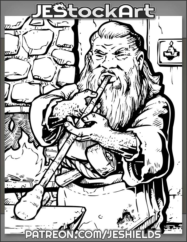 Long Haired Dwarf Works In His Glass Blowing Shop by Jeshields