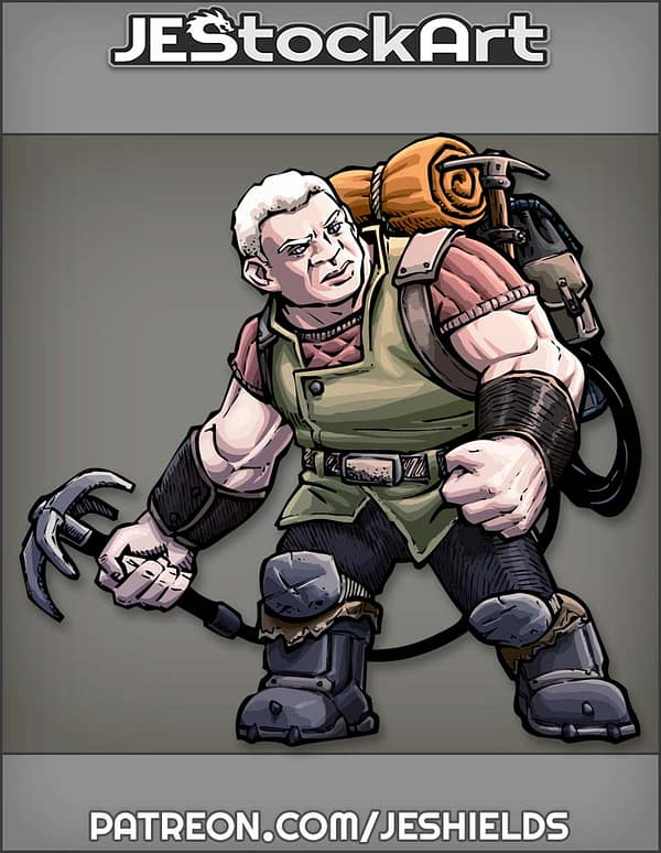 Albino Beardless Dwarf With Adventure Pack Holding Grappling Hook by Jeshields