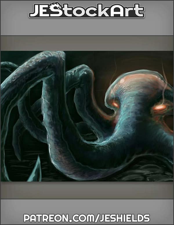 Alien Octopus Creature with Glowing Eyes by Jeshields