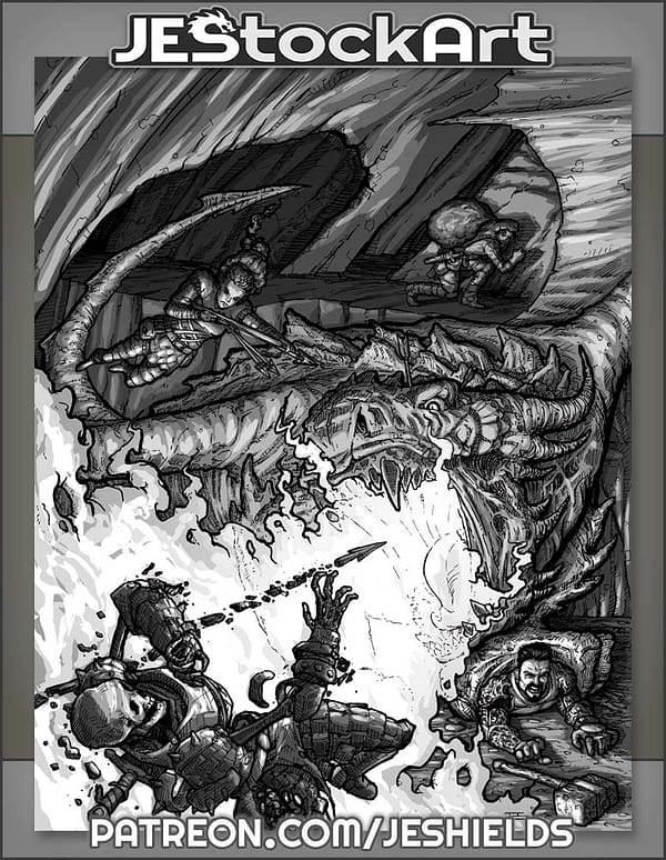 Dragon Versus Adventurers by Jeshields