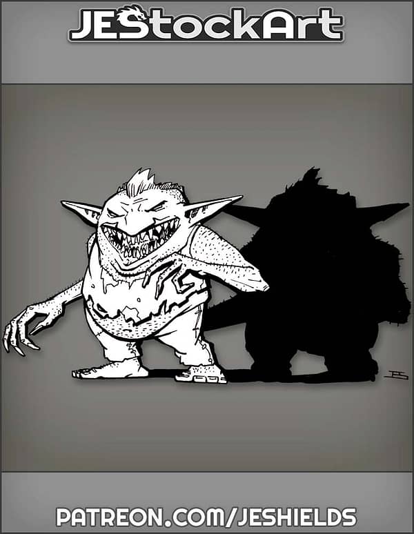 Fat Goblin With Wicked Grin And Shadow by Jeshields